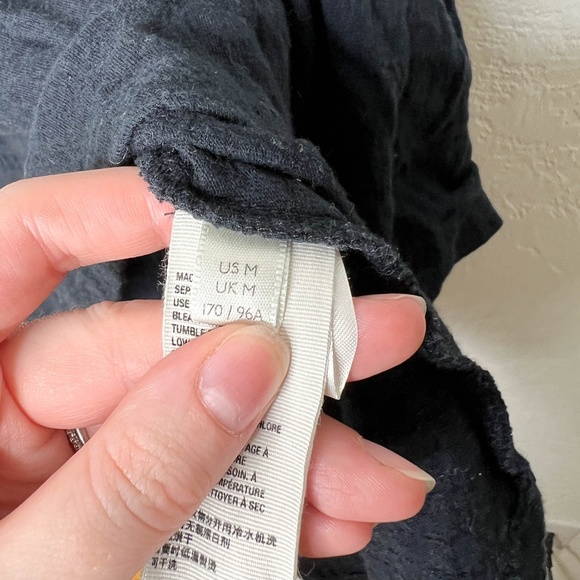 Free People | Black Blouse Fever Dream Split Neck Top Ruffle Medium - Picture 9 of 12